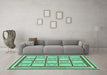 Machine Washable Abstract Turquoise Modern Area Rugs in a Living Room,, wshabs148turq