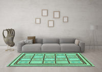 Machine Washable Abstract Turquoise Modern Rug, wshabs148turq