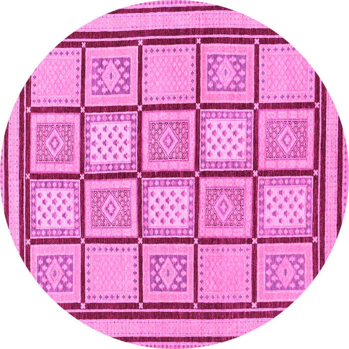 Round Machine Washable Abstract Pink Modern Rug, wshabs148pnk