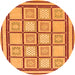 Round Machine Washable Abstract Orange Modern Area Rugs, wshabs148org