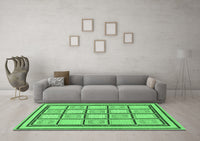 Machine Washable Abstract Emerald Green Modern Rug, wshabs148emgrn