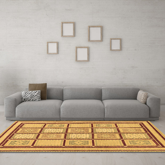 Machine Washable Abstract Brown Modern Rug in a Living Room,, wshabs148brn