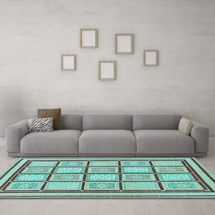 Machine Washable Abstract Light Blue Modern Rug in a Living Room, wshabs148lblu