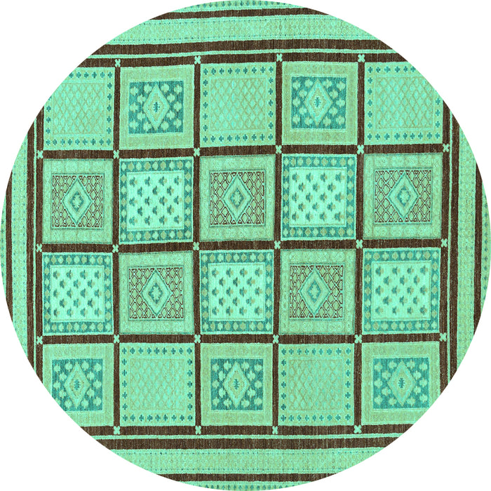 Round Machine Washable Abstract Turquoise Modern Area Rugs, wshabs148turq