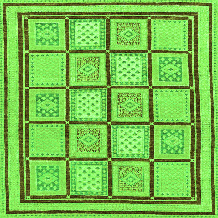Square Machine Washable Abstract Green Modern Area Rugs, wshabs148grn