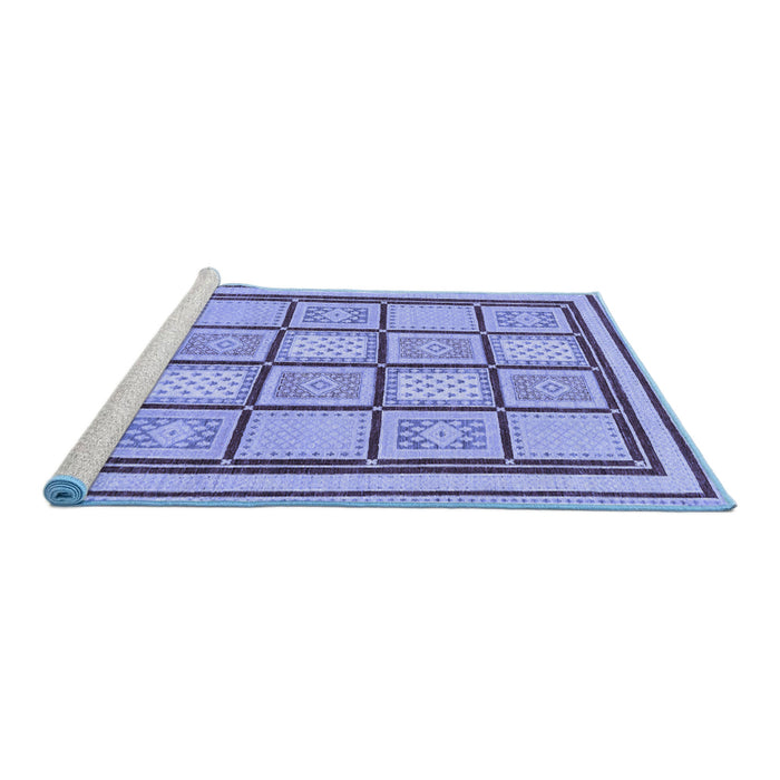 Sideview of Machine Washable Abstract Blue Modern Rug, wshabs148blu