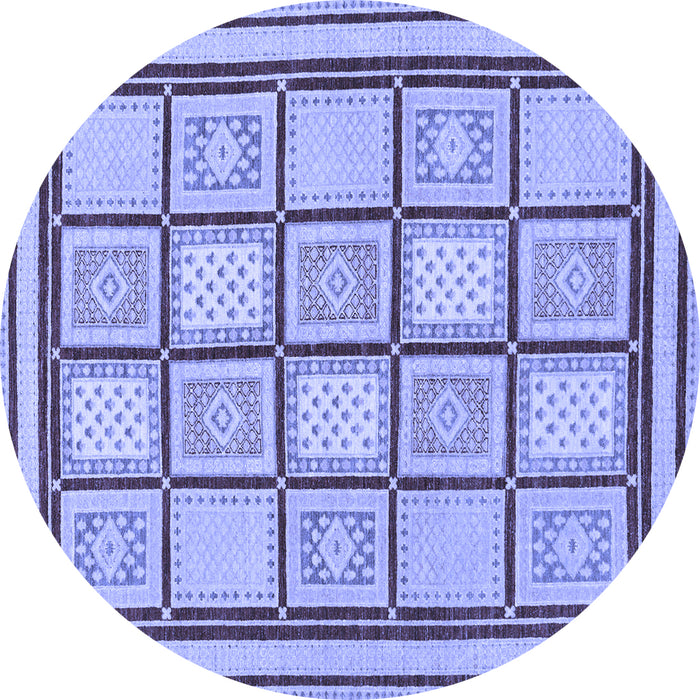 Round Abstract Blue Modern Rug, abs148blu