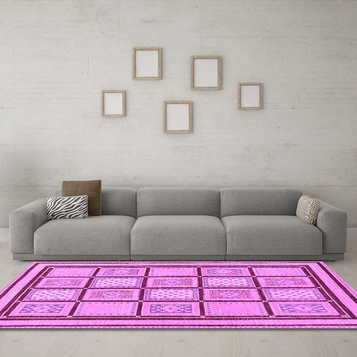 Machine Washable Abstract Purple Modern Area Rugs in a Living Room, wshabs148pur