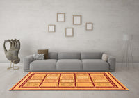 Machine Washable Abstract Orange Modern Rug, wshabs148org