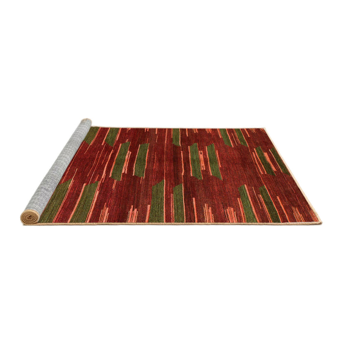 Sideview of Machine Washable Abstract Red Rug, wshabs1490