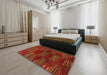 Machine Washable Abstract Red Rug in a Bedroom, wshabs1490