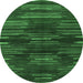 Round Abstract Emerald Green Modern Rug, abs1490emgrn