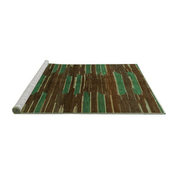 Sideview of Machine Washable Abstract Turquoise Modern Area Rugs, wshabs1490turq