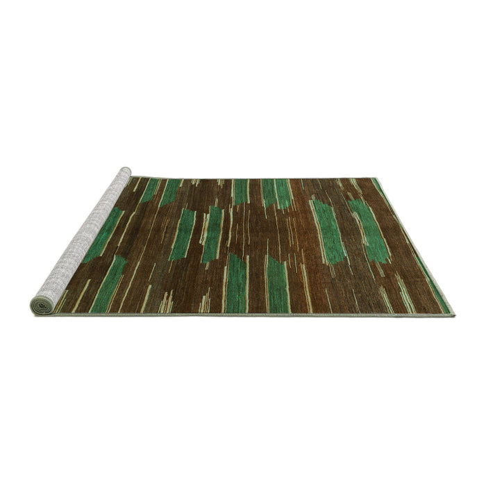 Sideview of Machine Washable Abstract Turquoise Modern Area Rugs, wshabs1490turq