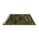 Sideview of Machine Washable Abstract Turquoise Modern Area Rugs, wshabs1490turq