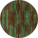 Round Abstract Turquoise Modern Rug, abs1490turq