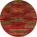 Round Machine Washable Abstract Red Rug, wshabs1490