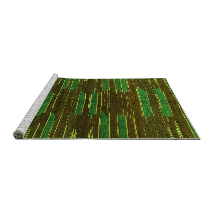 Sideview of Machine Washable Abstract Green Modern Area Rugs, wshabs1490grn