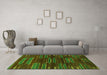 Machine Washable Abstract Green Modern Area Rugs in a Living Room,, wshabs1490grn