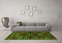 Machine Washable Abstract Green Modern Rug, wshabs1490grn