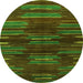 Round Machine Washable Abstract Green Modern Area Rugs, wshabs1490grn