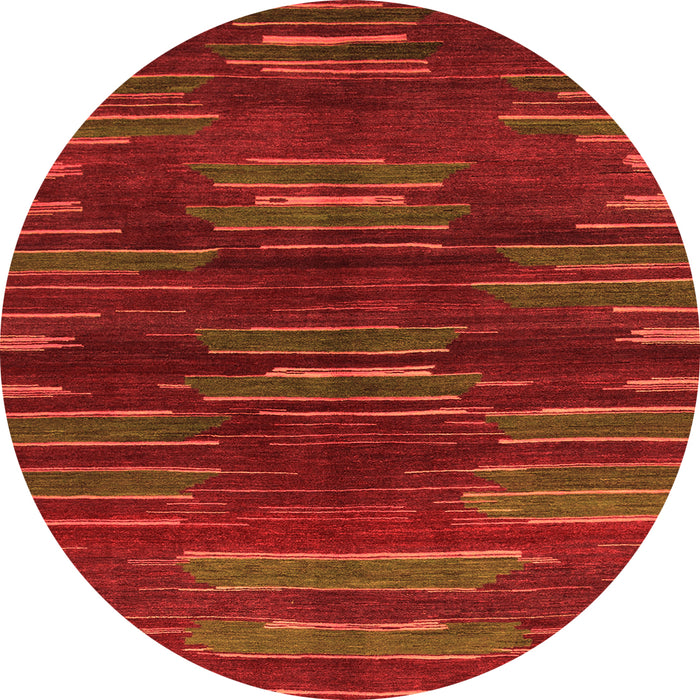 Round Machine Washable Abstract Orange Modern Area Rugs, wshabs1490org