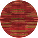 Round Machine Washable Abstract Orange Modern Area Rugs, wshabs1490org