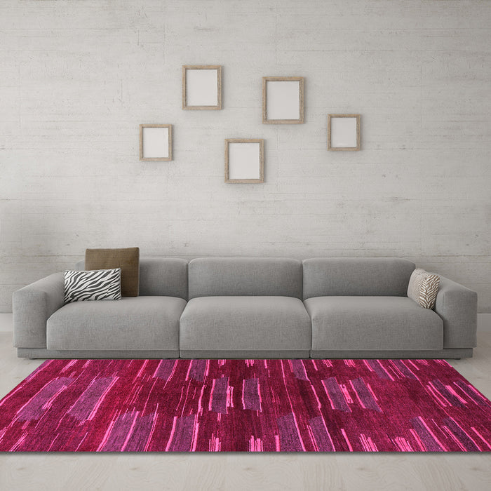 Machine Washable Abstract Pink Modern Rug in a Living Room, wshabs1490pnk