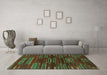 Machine Washable Abstract Turquoise Modern Area Rugs in a Living Room,, wshabs1490turq