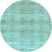 Round Machine Washable Abstract Light Blue Modern Rug, wshabs1491lblu