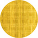 Round Machine Washable Abstract Yellow Modern Rug, wshabs1491yw