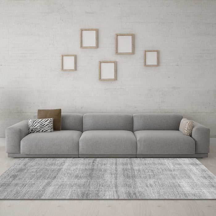 Machine Washable Abstract Gray Modern Rug in a Living Room,, wshabs1491gry