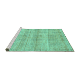 Sideview of Machine Washable Abstract Turquoise Modern Area Rugs, wshabs1491turq