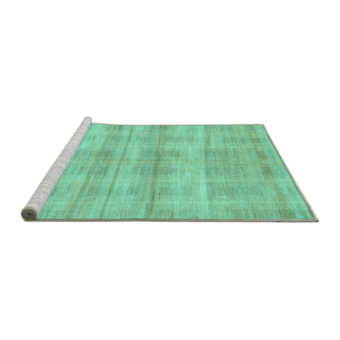 Sideview of Machine Washable Abstract Turquoise Modern Area Rugs, wshabs1491turq