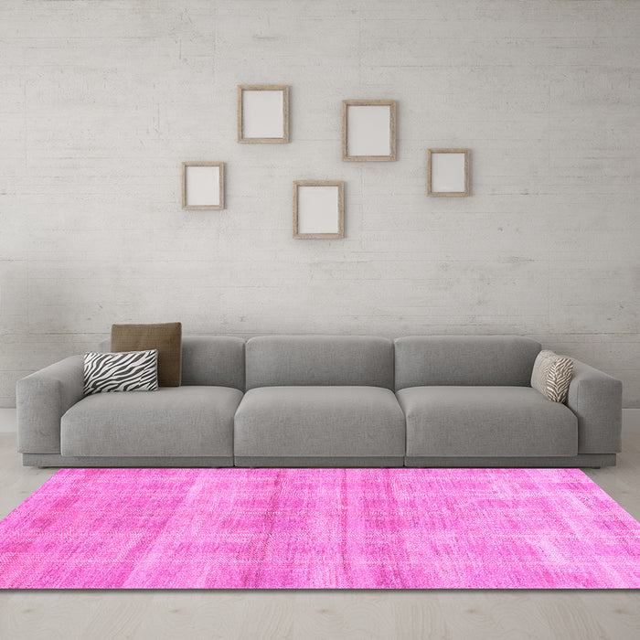 Machine Washable Abstract Pink Modern Rug in a Living Room, wshabs1491pnk