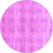 Round Machine Washable Abstract Purple Modern Area Rugs, wshabs1491pur