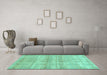 Machine Washable Abstract Turquoise Modern Area Rugs in a Living Room,, wshabs1491turq