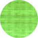 Round Machine Washable Abstract Green Modern Area Rugs, wshabs1491grn