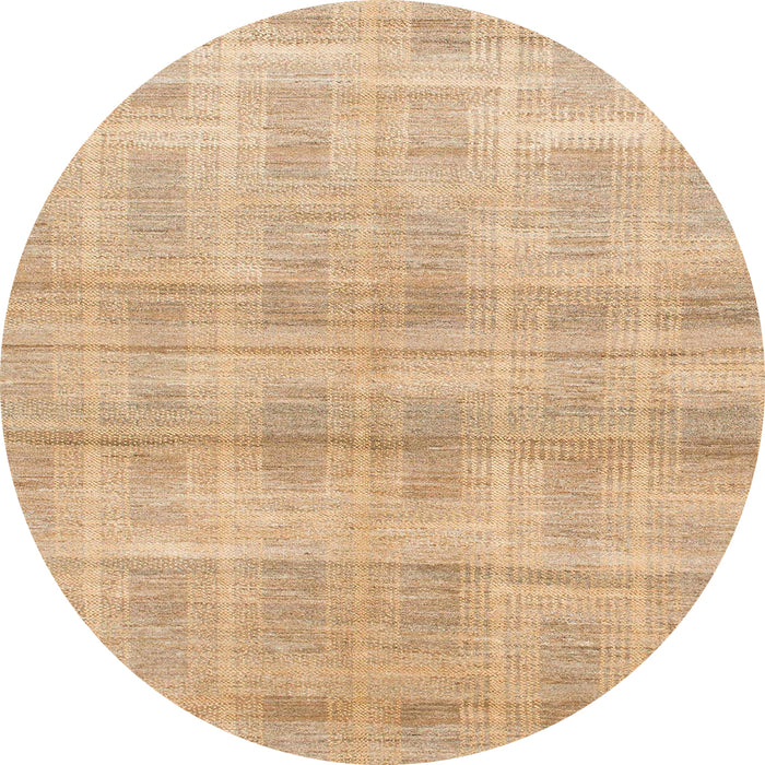 Round Machine Washable Abstract Yellow Rug, wshabs1491
