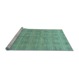 Sideview of Machine Washable Checkered Light Blue Modern Rug, wshabs1492lblu
