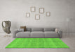 Machine Washable Checkered Green Modern Area Rugs in a Living Room,, wshabs1492grn