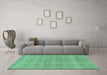 Machine Washable Checkered Turquoise Modern Area Rugs in a Living Room,, wshabs1492turq