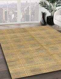 Abstract Cinnamon Brown Checkered Rug, abs1492