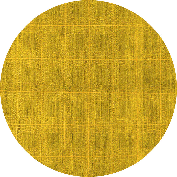 Round Checkered Yellow Modern Rug, abs1492yw