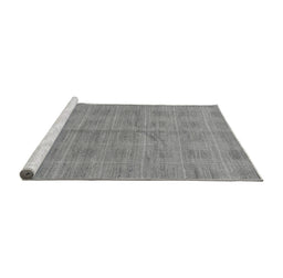 Sideview of Machine Washable Checkered Gray Modern Rug, wshabs1492gry