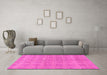 Machine Washable Checkered Pink Modern Rug in a Living Room, wshabs1492pnk