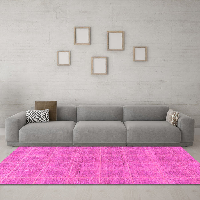 Machine Washable Checkered Pink Modern Rug in a Living Room, wshabs1492pnk