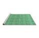 Sideview of Machine Washable Checkered Turquoise Modern Area Rugs, wshabs1492turq