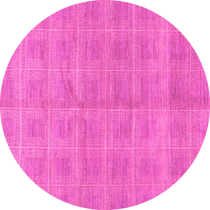 Round Checkered Pink Modern Rug, abs1492pnk