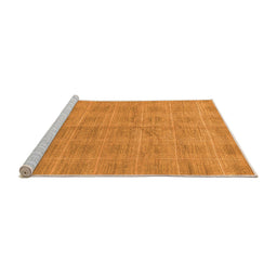 Sideview of Machine Washable Checkered Orange Modern Area Rugs, wshabs1492org